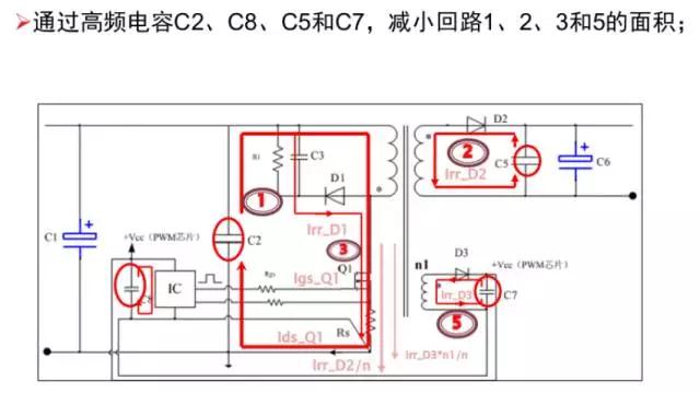 電源適配器利用高頻電容，減少回路面積